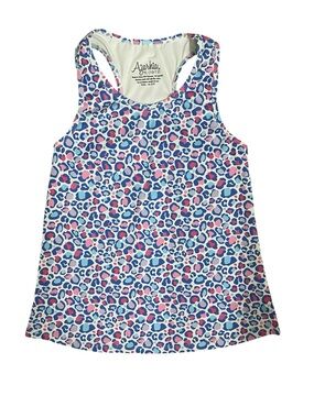 Azarhia Girls YL 10/12 Colorful Neon Leopard Print Tankini Swimsuit Top ONLY